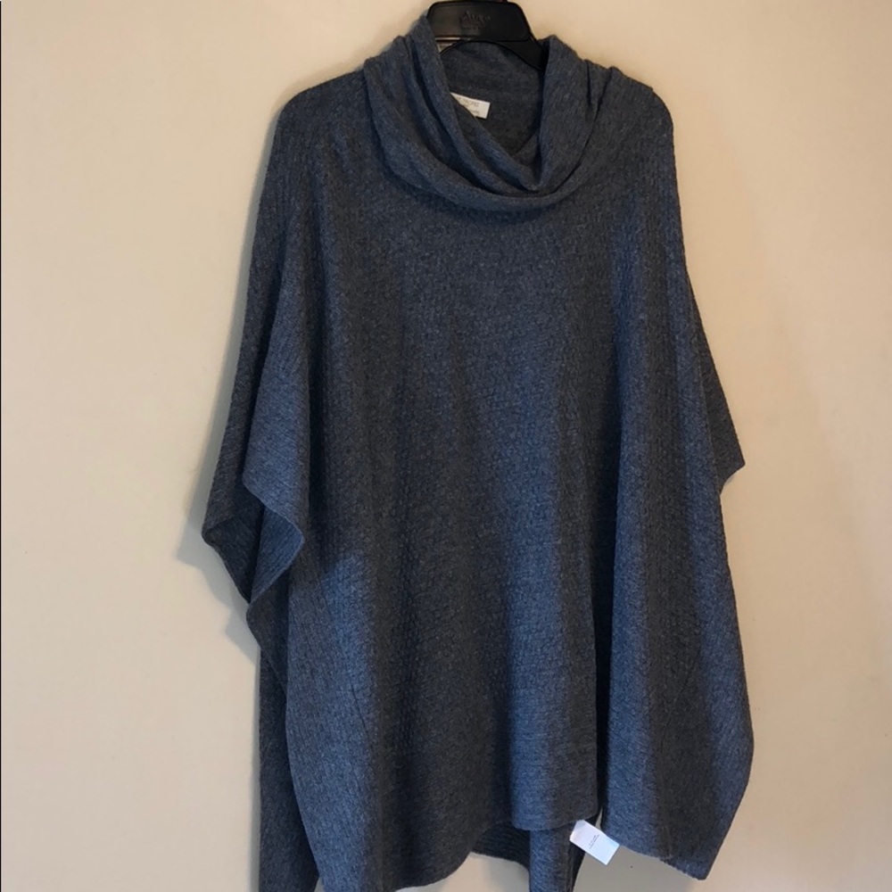 St. Tropez Cashmere cowl neck poncho sweater.